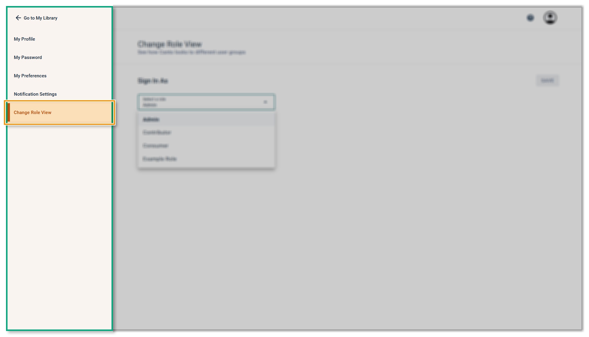 The left side of the Profile page - the option "Change Role View" is highlighted.