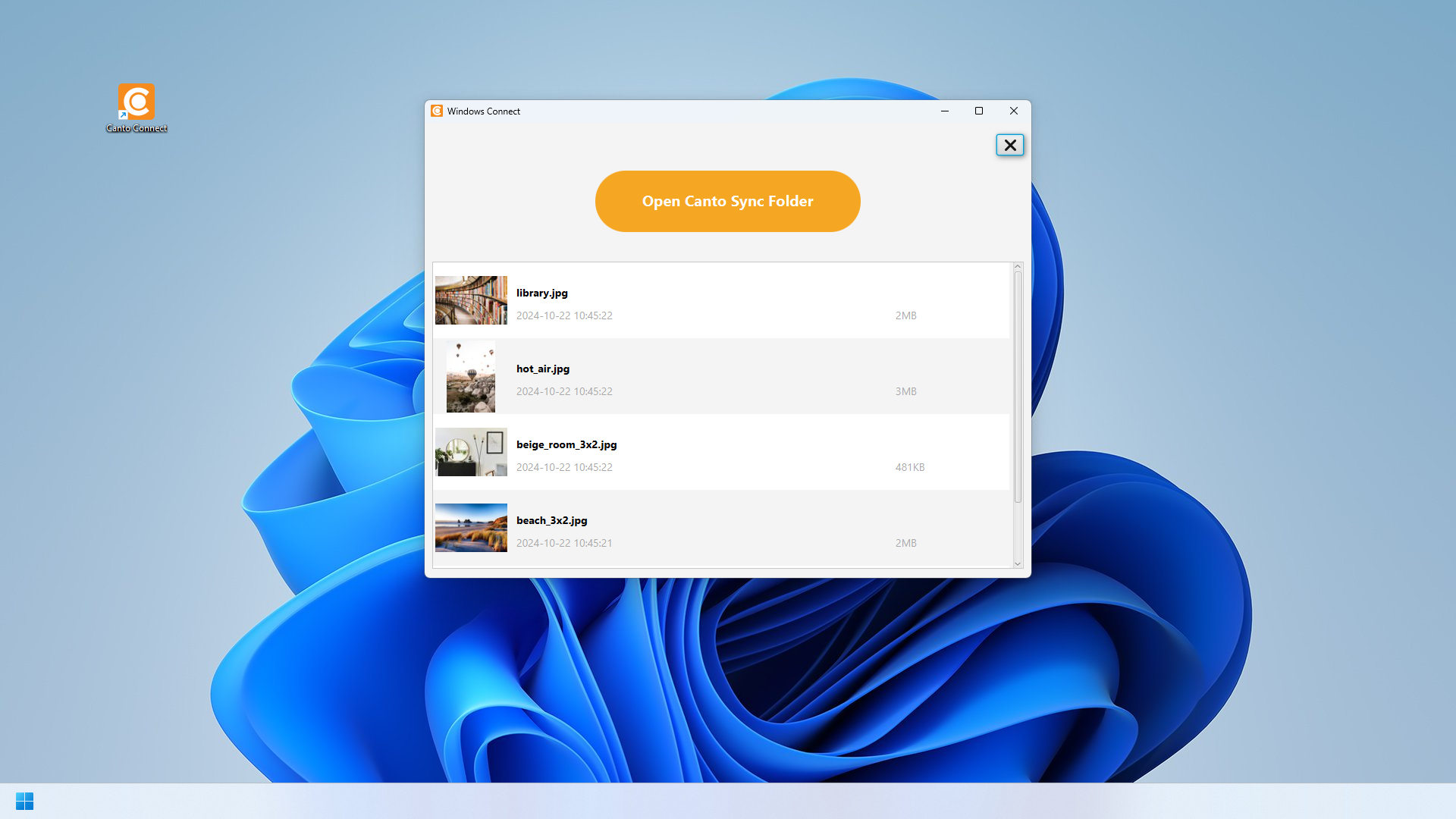 Canto Connect (Legacy) for Windows - the "My Collections" page is visible.