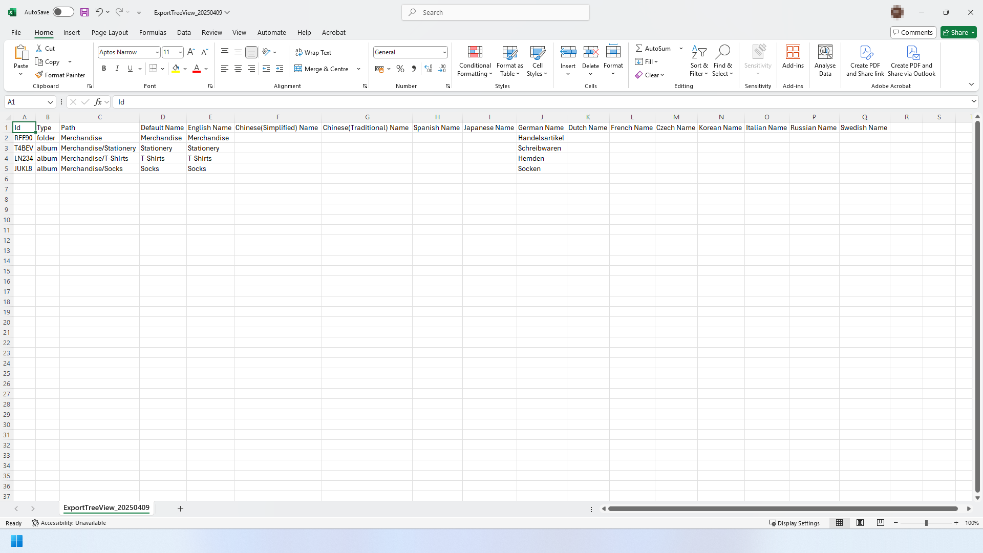 A Microsoft Excel window - an example of an exported folder structure CSV file is visible.