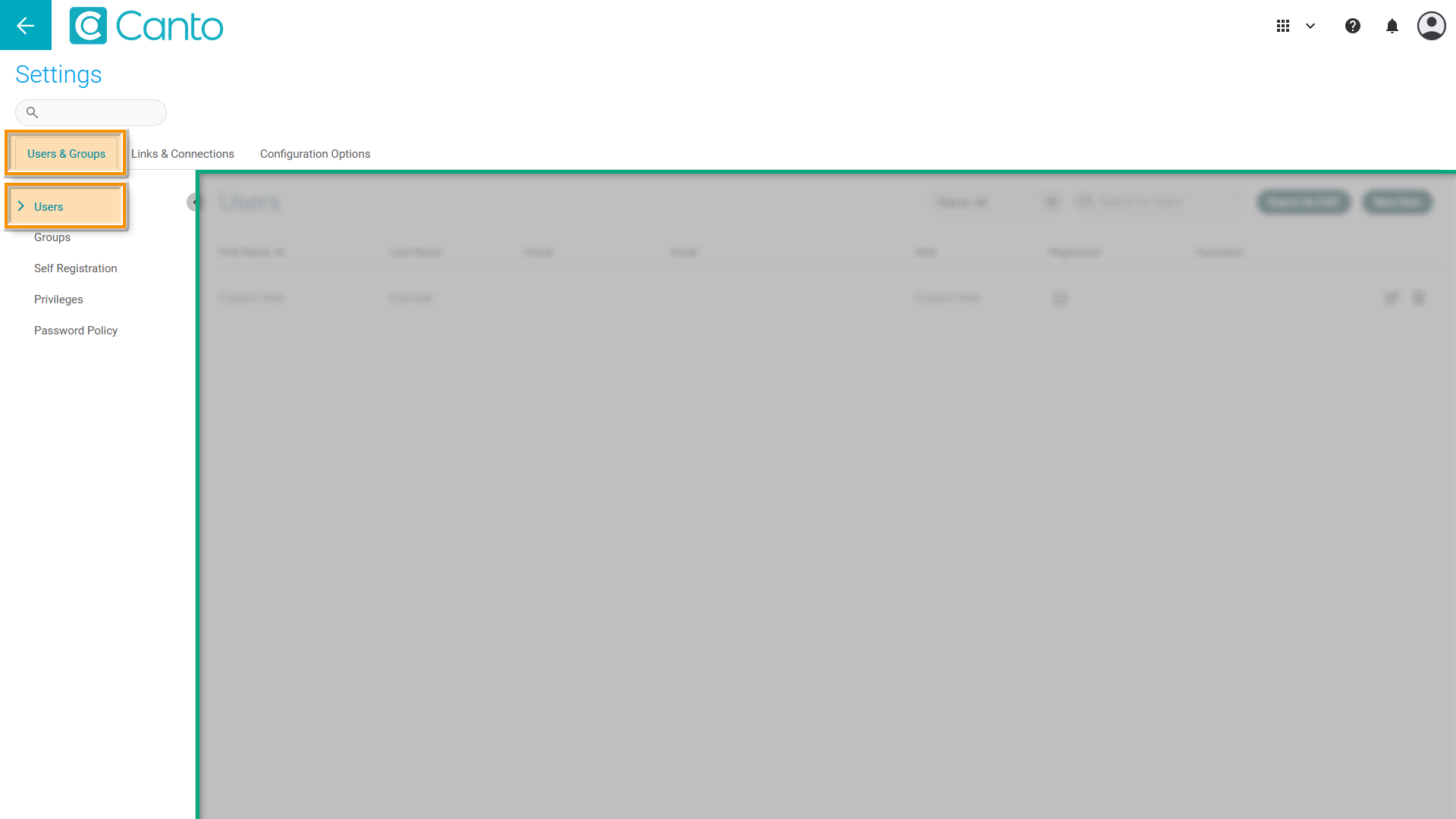 The Settings Page - several elements are highlighted.