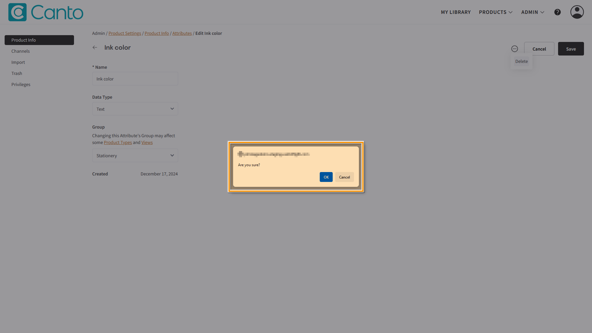 The Product Hub - a confirmation dialog is highlighted.