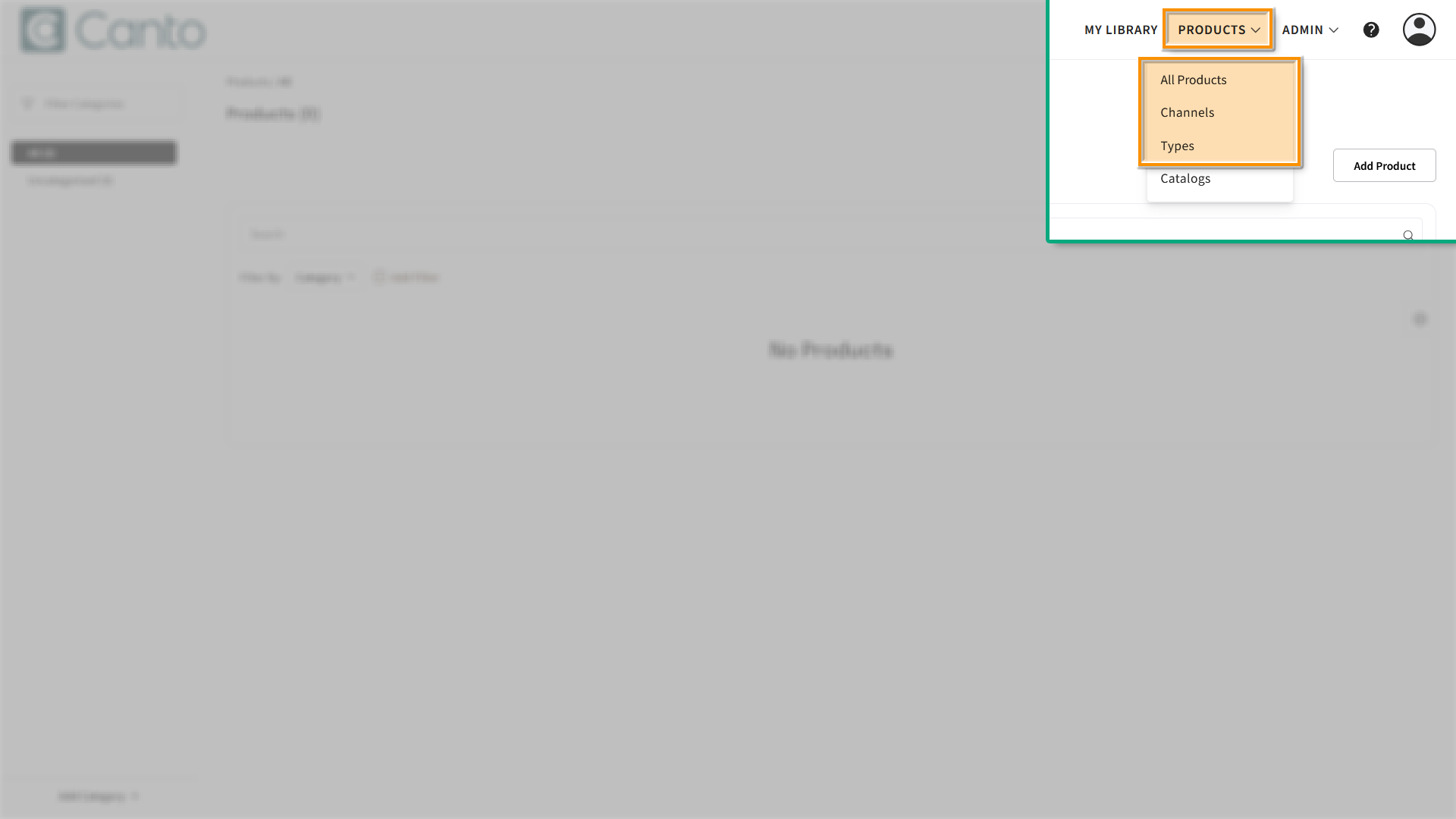 The Product Hub - several elements are highlighted.