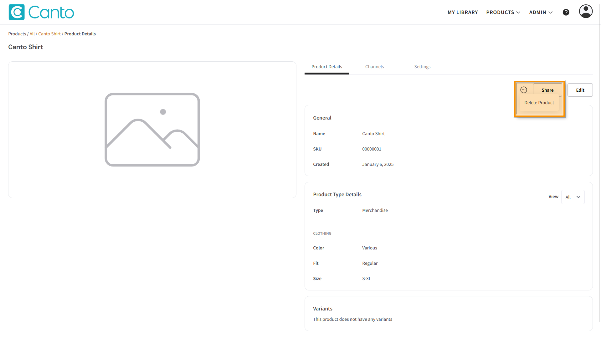 A Product page, the "Product Details" tab is visible - several elements are highlighted.