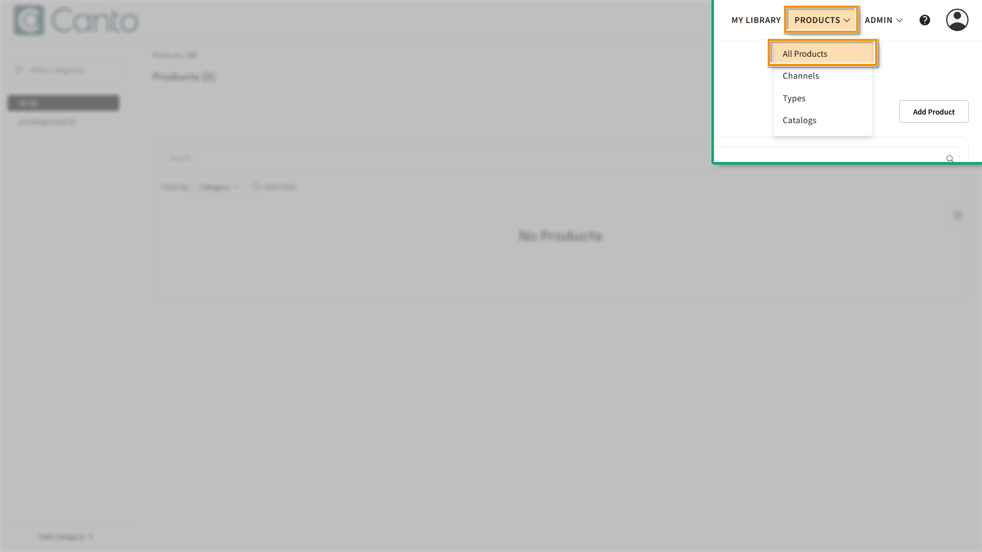 The Product Hub - several elements are highlighted.