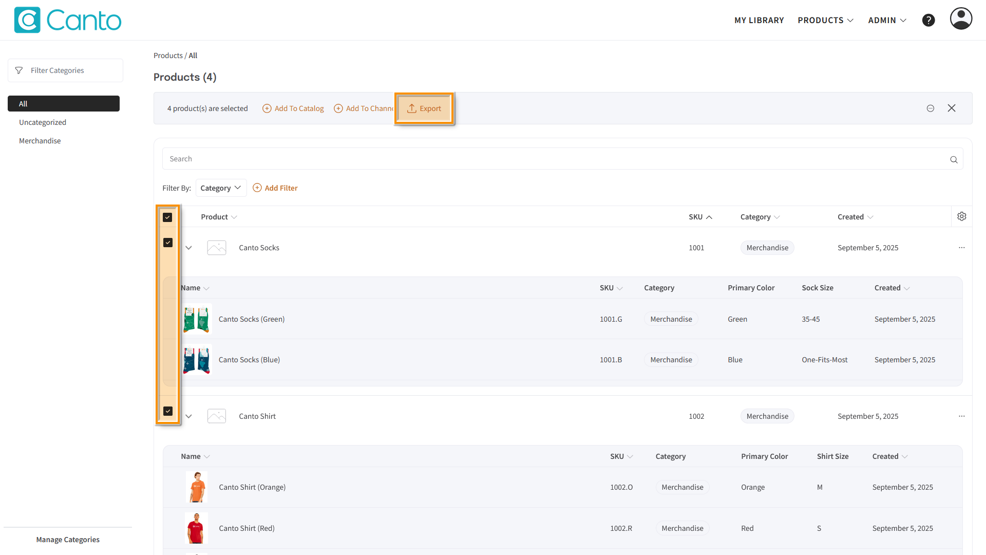 The Product Hub - several elements are highlighted.