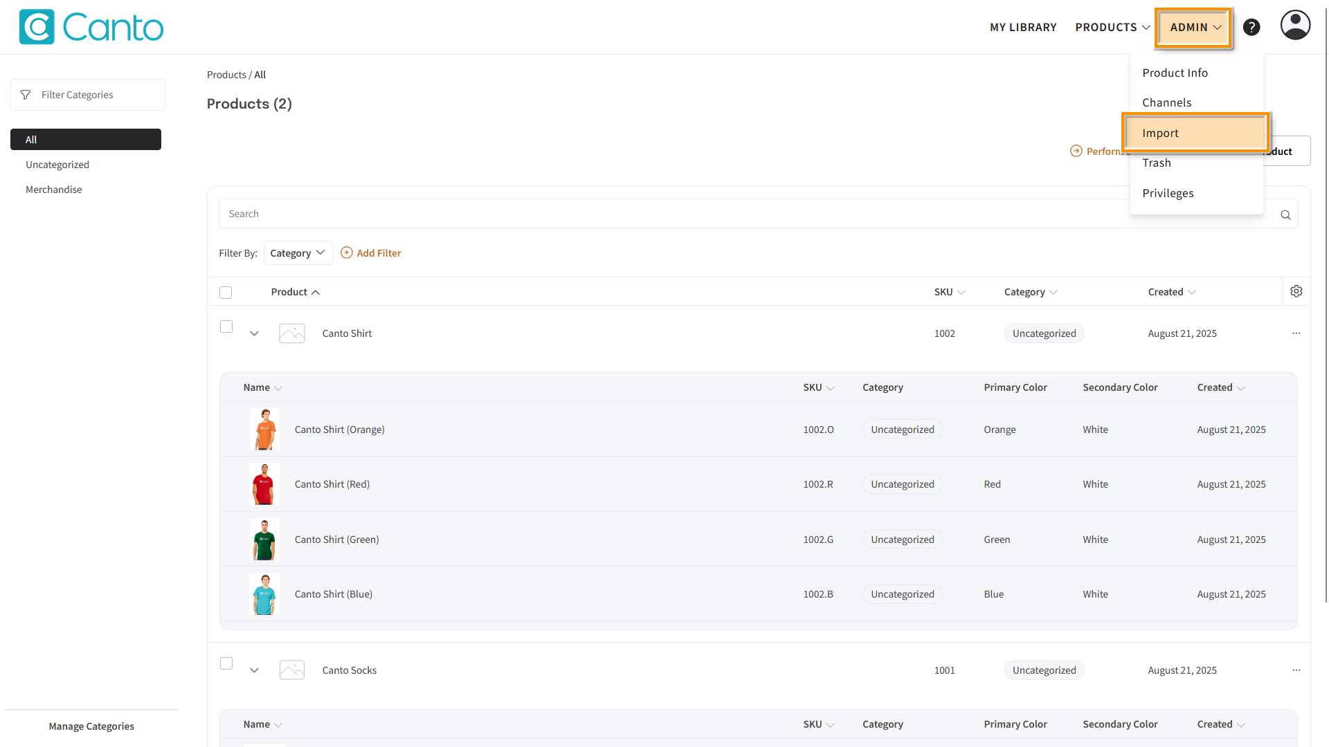 The Product Hub - several elements are highlighted.