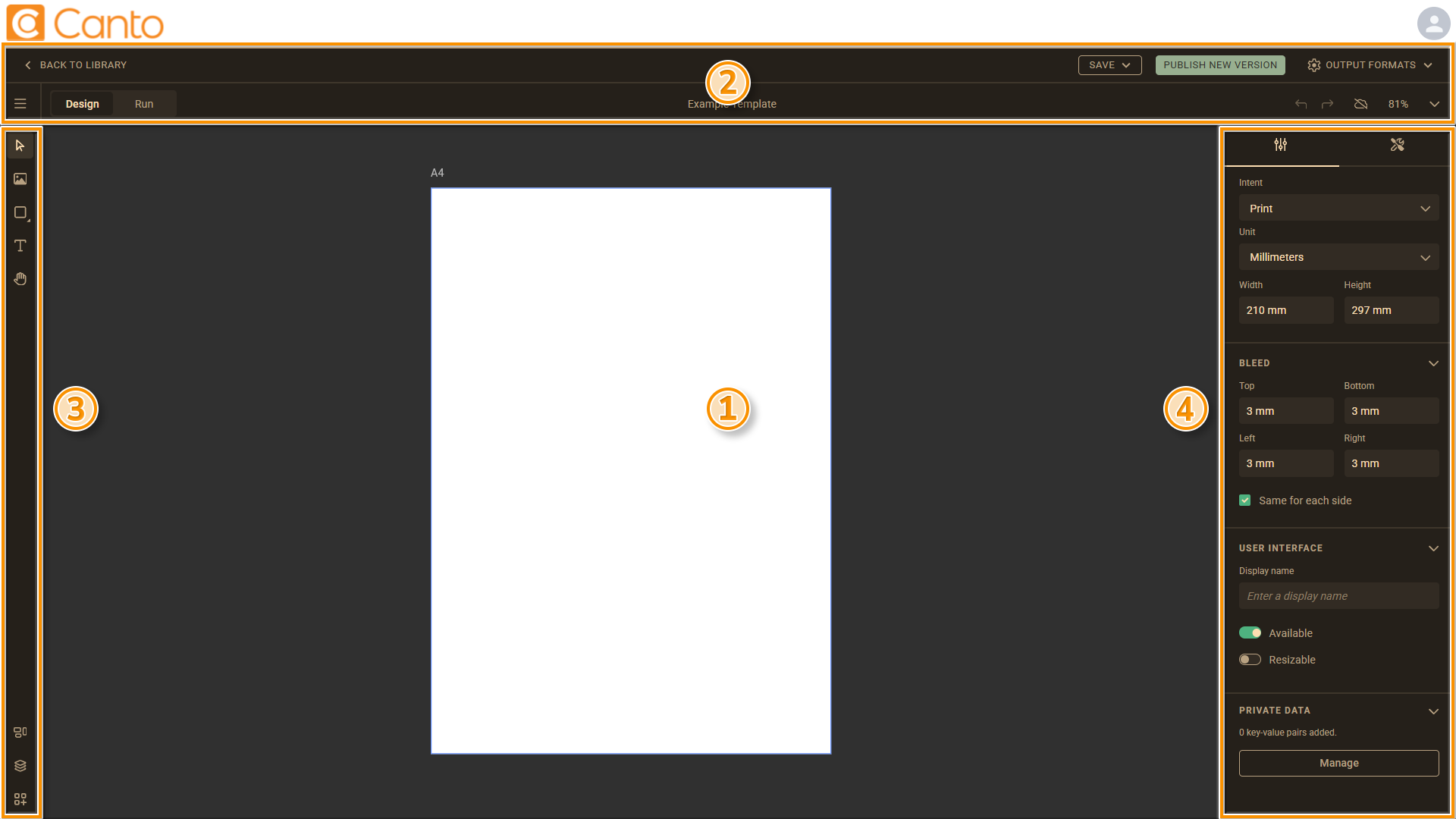 The Brand Studio interface - several elements are highlighted.