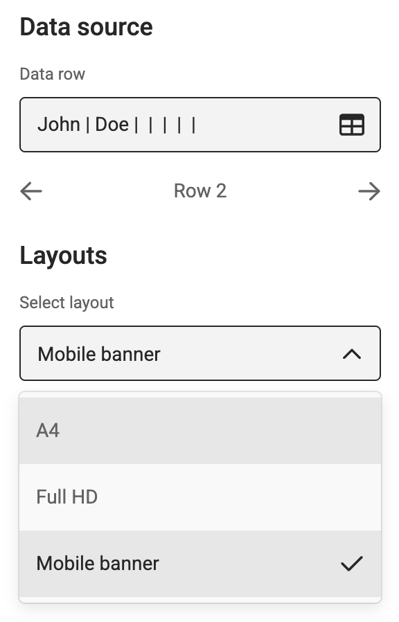 Choose a layout in Studio UI