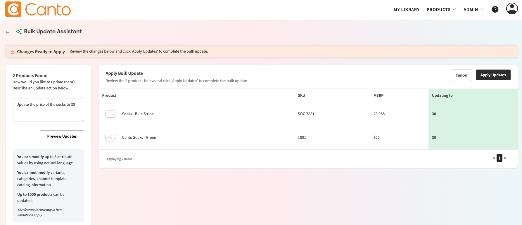 Continue to Preview and Apply Updates buttons