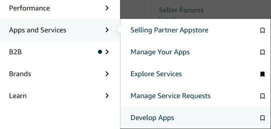 Apps and Services menu in Amazon Seller Central