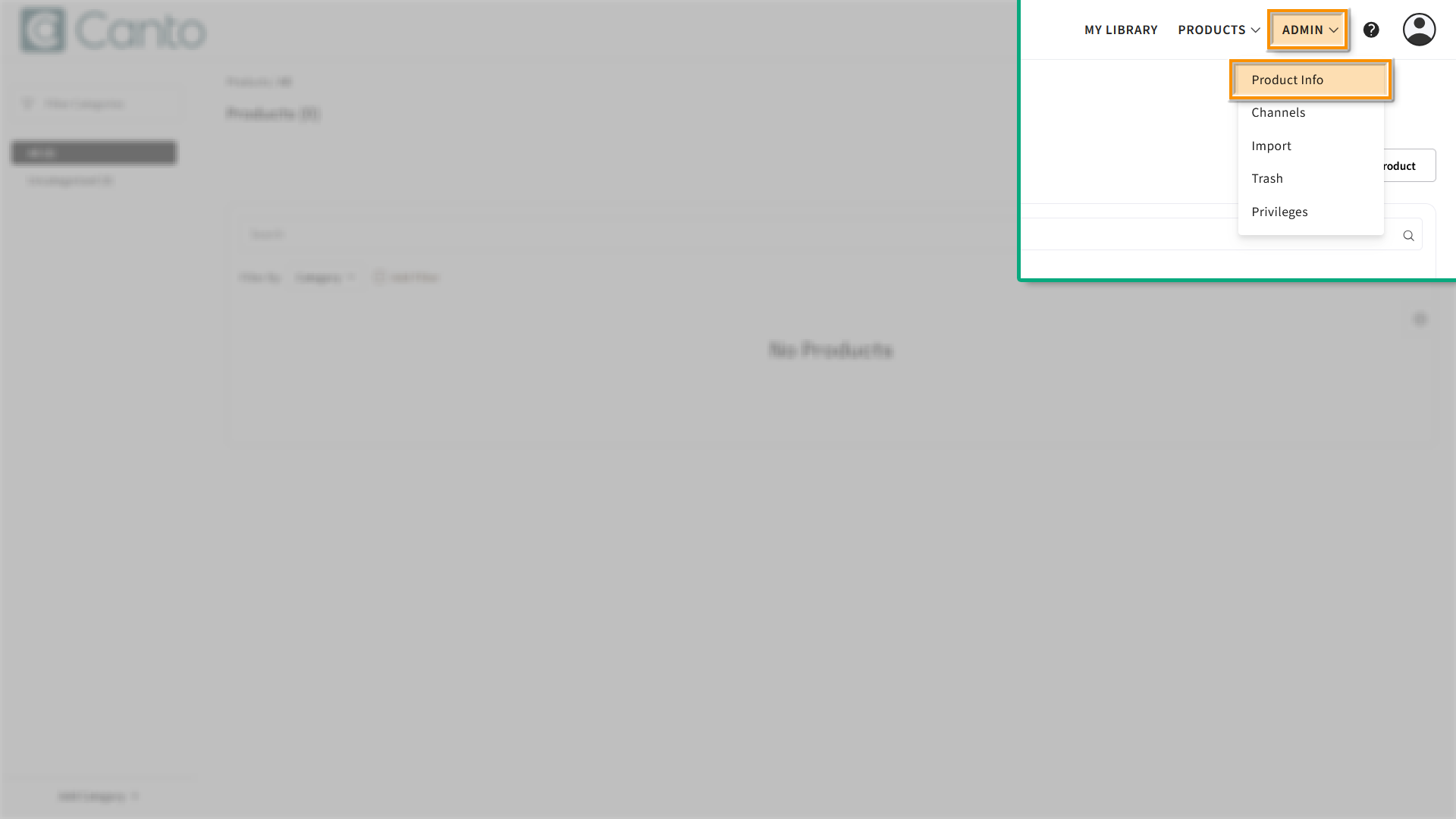 The Product Hub - several elements are highlighted.